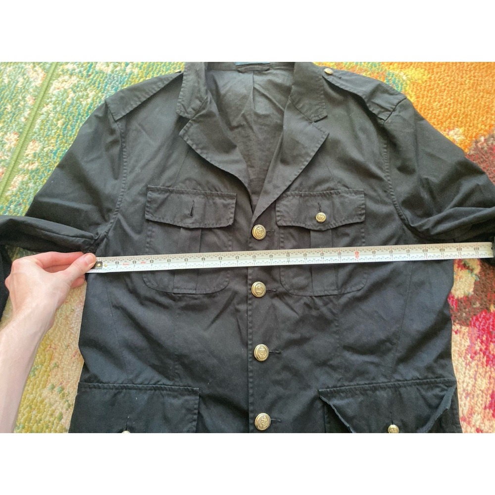 VTG Polo Ralph Lauren Jacket Mens Large Nautical Military Black Gold Buttons - Picture 7 of 12
